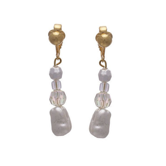 Ashira Gold tone Crystal faux Pearl Clip On Earrings