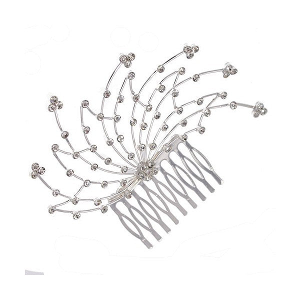Aster Silver tone Crystal Hair Comb