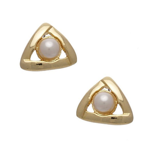 Astra Gold tone faux Pearl Post Earrings