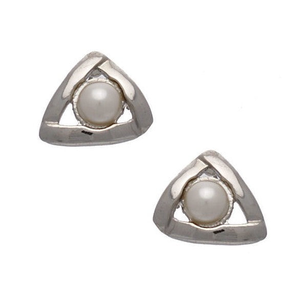 Astra Silver tone faux Pearl Post Earrings