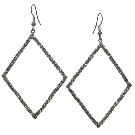 ASTRODEA Silver tone Crystal Hook Earrings