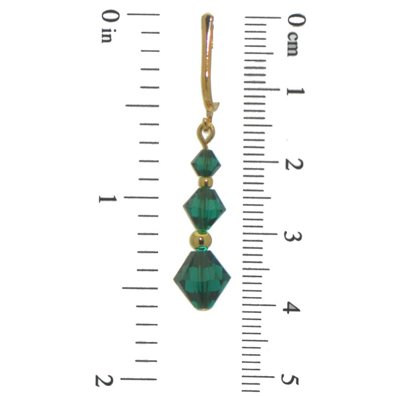 ATHALIE gold plated emerald green crystal clip on earrings