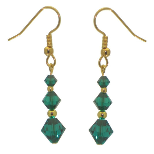 ATHALIE gold plated emerald green crystal hook earrings