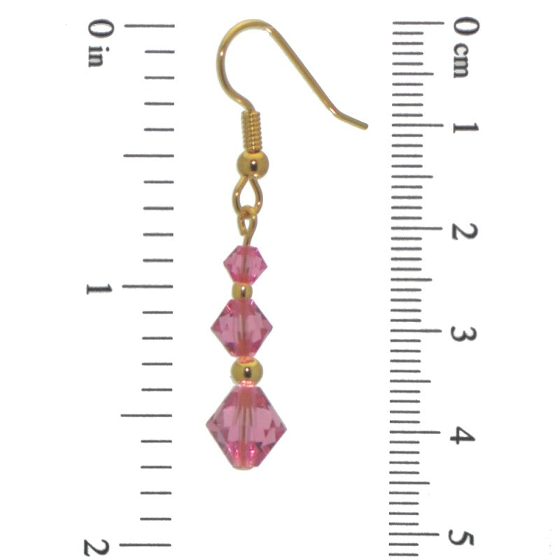 ATHALIE gold plated rose pink crystal hook earrings