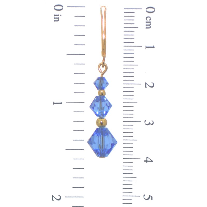 ATHALIE gold plated sapphire blue crystal clip on earrings