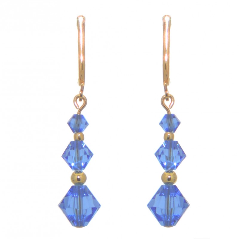 ATHALIE gold plated sapphire blue crystal clip on earrings