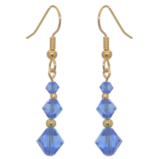 ATHALIE gold plated sapphire blue crystal hook earrings