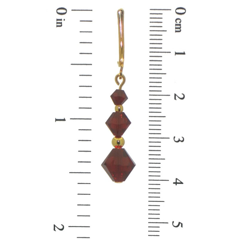 ATHALIE gold plated Siam red crystal clip on earrings