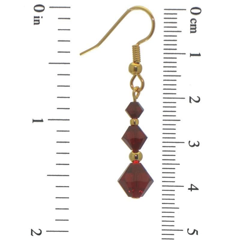 ATHALIE gold plated Siam red crystal hook earrings