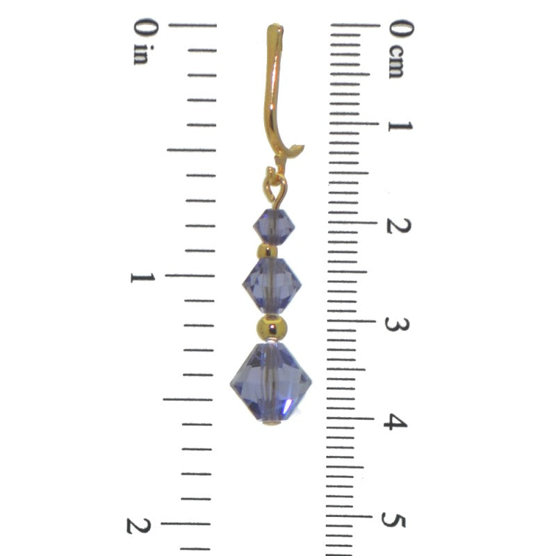 ATHALIE gold plated tanzanite lilac crystal clip on earrings