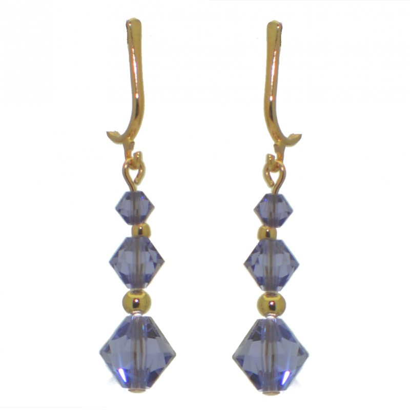 ATHALIE gold plated tanzanite lilac crystal clip on earrings