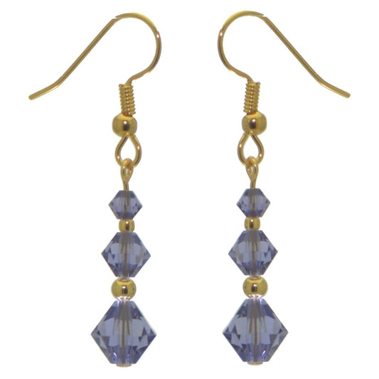 ATHALIE gold plated tanzanite lilac crystal hook earrings