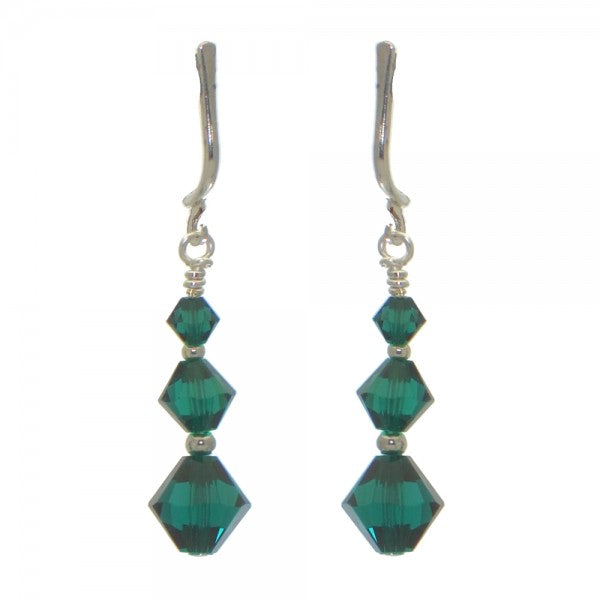 ATHALIE silver plated emerald green crystal clip on earrings