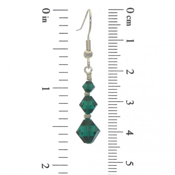ATHALIE silver plated emerald green crystal hook earrings