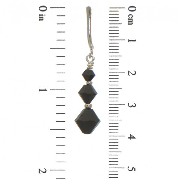 ATHALIE silver plated jet black crystal clip on earrings