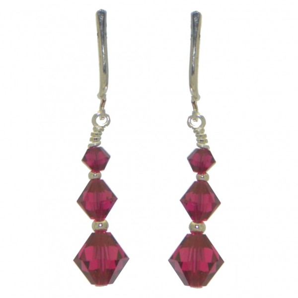 ATHALIE silver plated red crystal clip on earrings