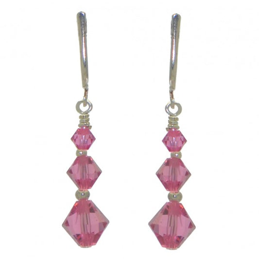 ATHALIE silver plated rose crystal clip on earrings