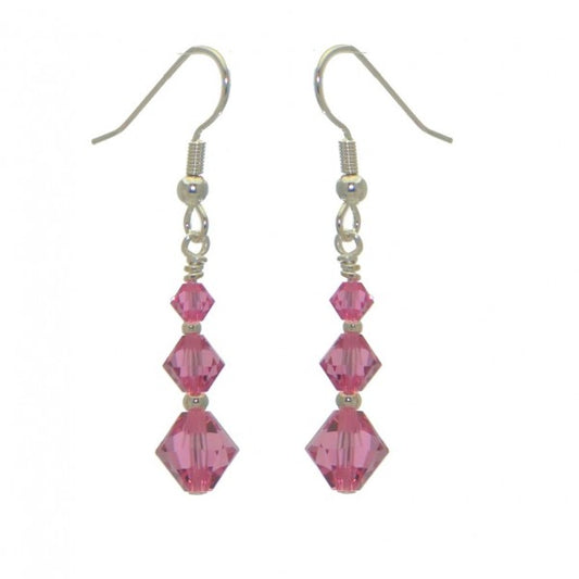 ATHALIE silver plated rose crystal hook earrings