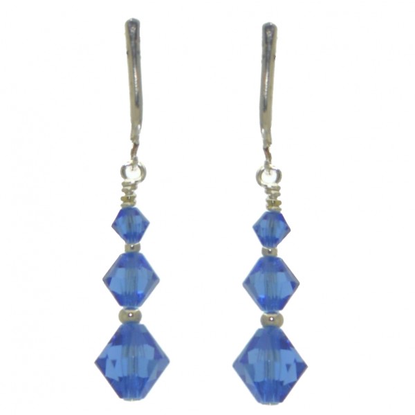 ATHALIE silver plated sapphire blue crystal clip on earrings