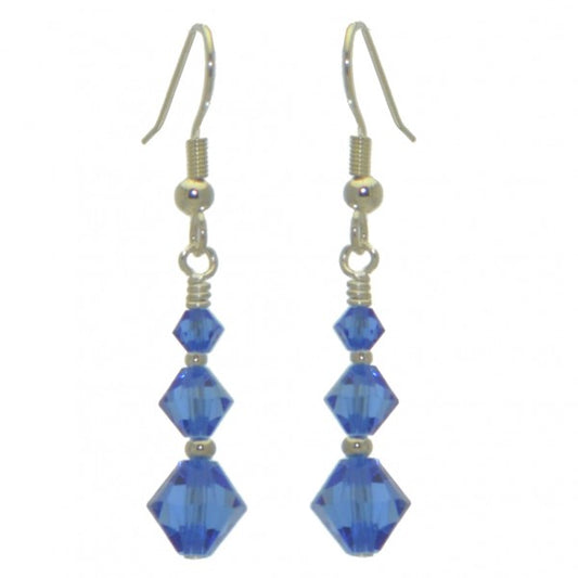 ATHALIE silver plated sapphire blue crystal hook earrings