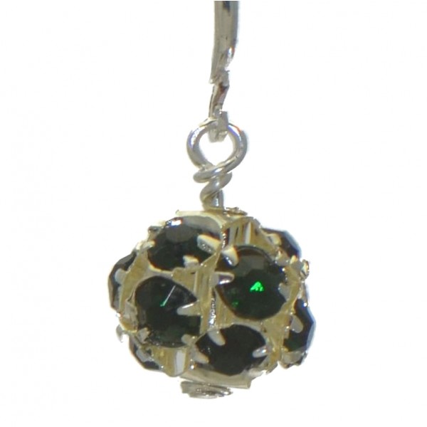 AUDRA 10mm silver plated emerald green crystal clip on earrings