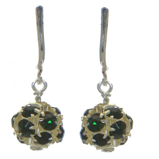 AUDRA 10mm silver plated emerald green crystal clip on earrings