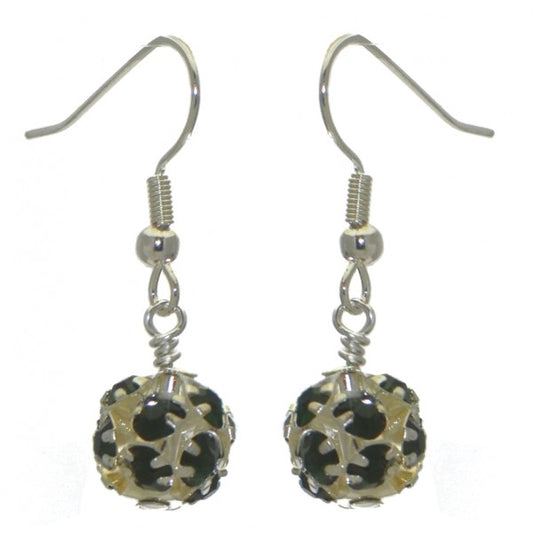 AUDRA 10mm silver plated emerald green crystal hook earrings