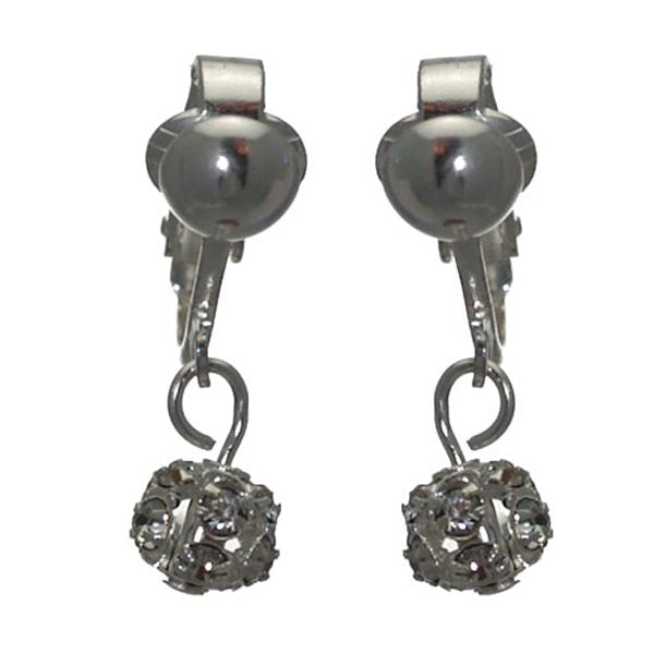 AUDRA 6mm Silver Plated Clear Crystal Clip On Earrings