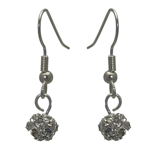 AUDRA 6mm Silver Plated Clear Crystal Hook Earrings