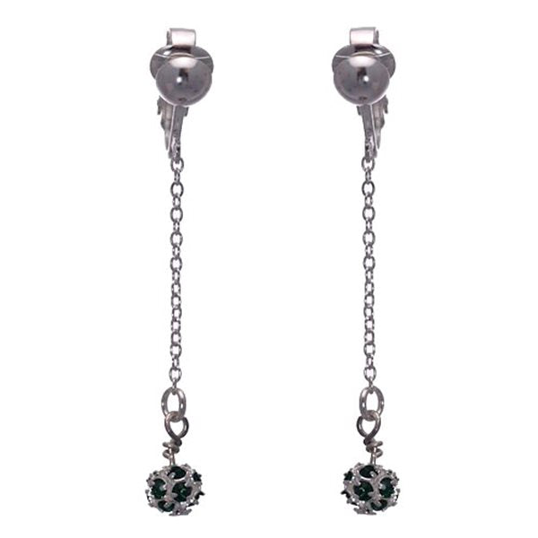 AUDRA 6mm Silver Plated Emerald green Crystal Clip On Earrings