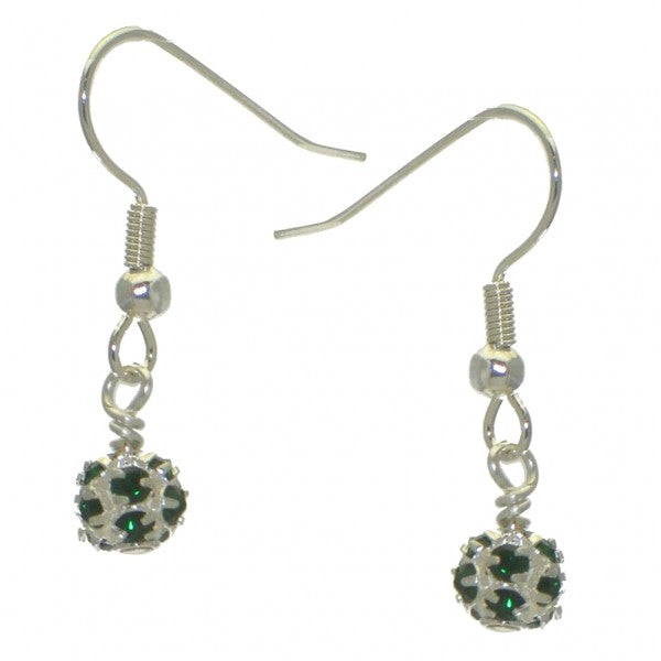 AUDRA 6mm silver plated emerald green crystal hook earrings