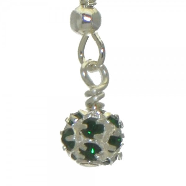 AUDRA 6mm silver plated emerald green crystal hook earrings