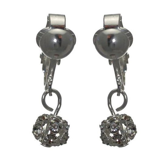 AUDRA CERCEAU 6mm Silver Plated Clear Clip On Earrings