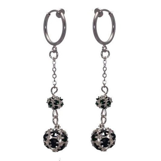 AUDRA CERCEAU DOUBLE Silver Plated Emerald green Clip On Earrings