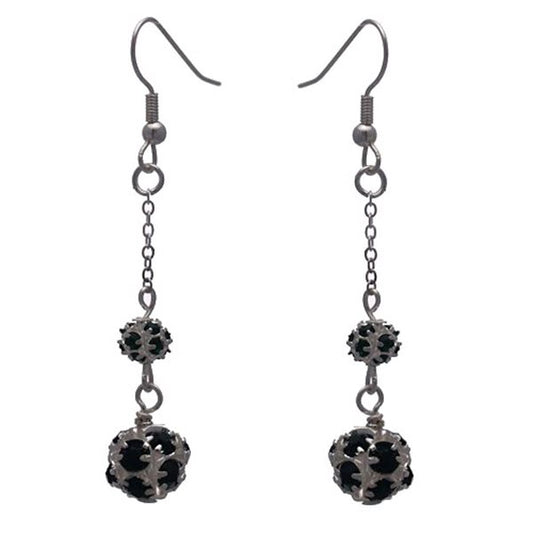 AUDRA DOUBLE Silver Plated Emerald green Crystal Hook Earrings