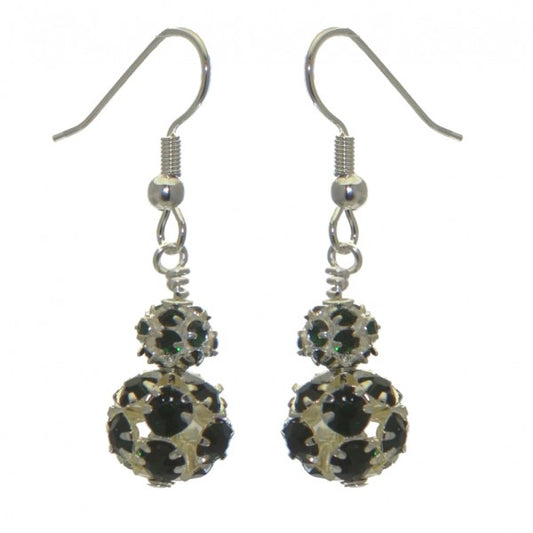 AUDRA DOUBLE silver plated emerald green crystal hook earrings