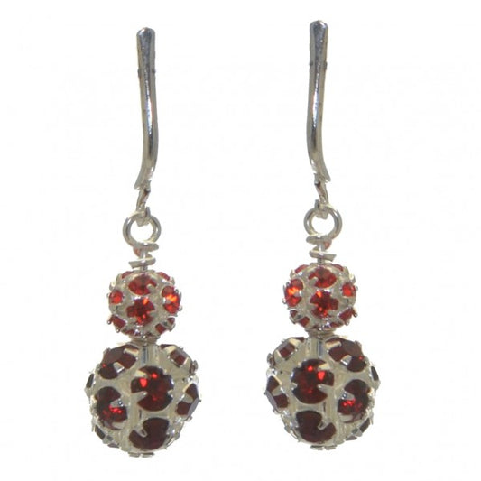 AUDRA DOUBLE silver plated siam crystal clip on earrings