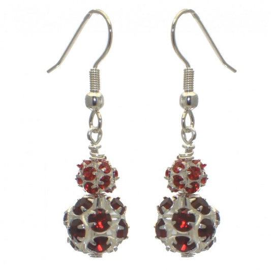 AUDRA DOUBLE silver plated siam crystal hook earrings
