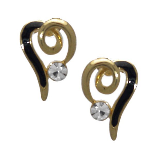 Avantgarde Gold Plated Jet Crystal Post Earrings