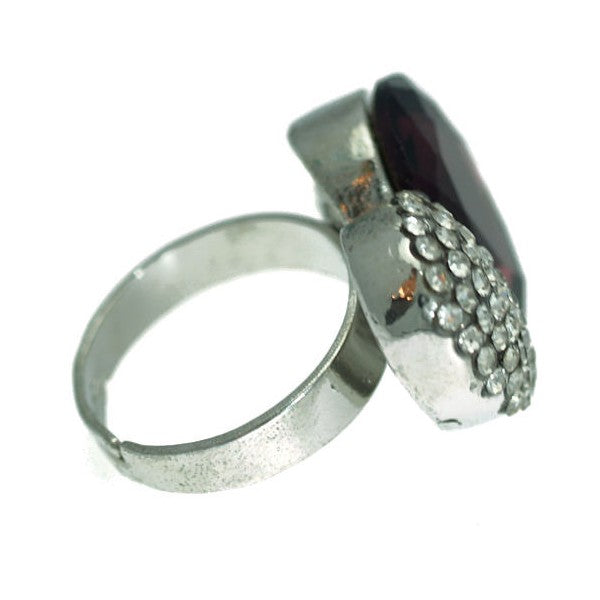 Axelle Silver tone Amethyst Crystal Fashion Ring