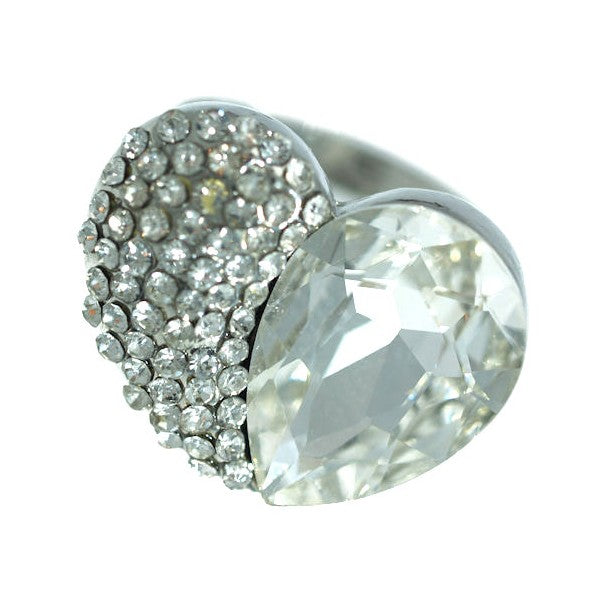 Axelle Silver tone Clear Crystal Fashion Ring