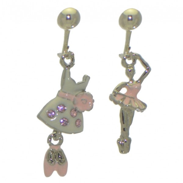 AYAKO pink ballerina and dress clip on earrings