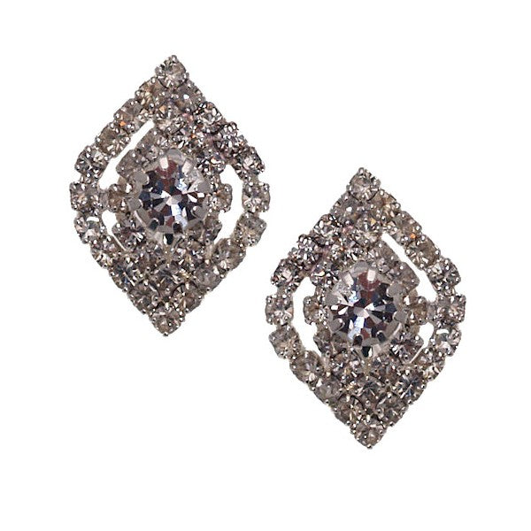 BAKANA Silver Plated Crystal Clip On Earrings