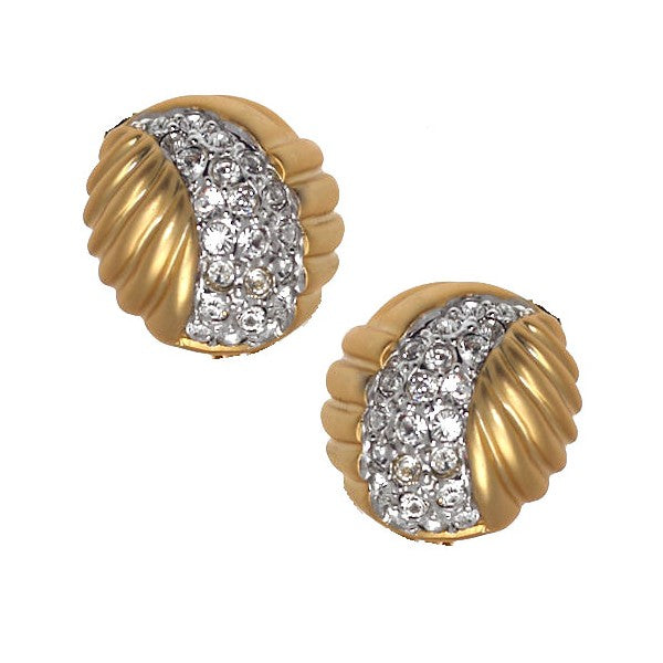 BAMBALINA Gold Plated Crystal Clip On Earrings