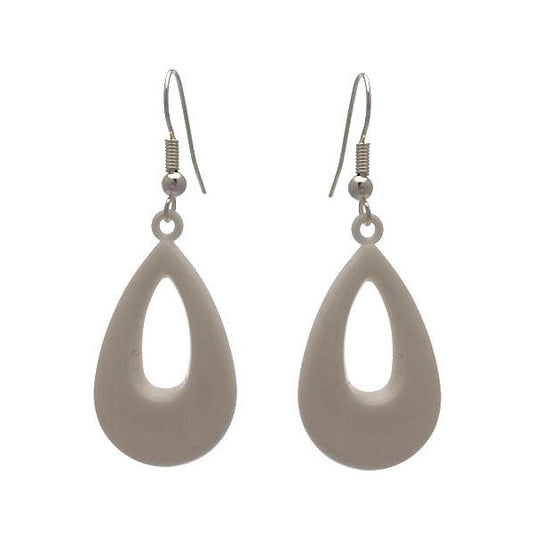 Barba Silver tone White Drop Hook Earrings