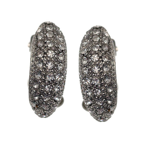 BARINA Silver Plated Crystal Clip On Earrings