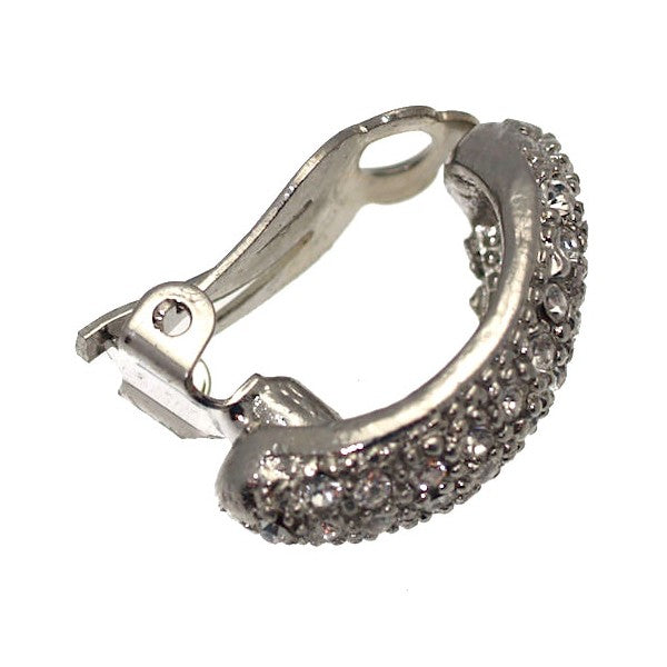 BARINA Silver Plated Crystal Clip On Earrings