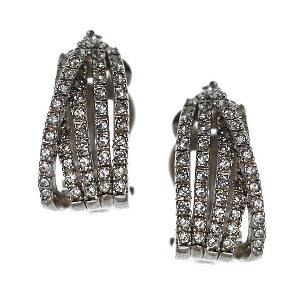 BEGA Silver Plated Crystal Clip On Earrings