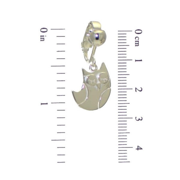 BELLINI Silver Plated Owl Drop Clip On Earrings by VIZ
