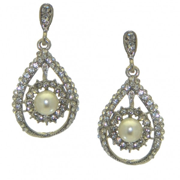 BERNADETTE silver plated crystal clip on earrings